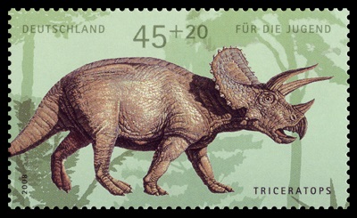 German postage stamp showing Triceratops